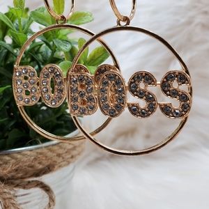 Gold hoop earrings with sparkle